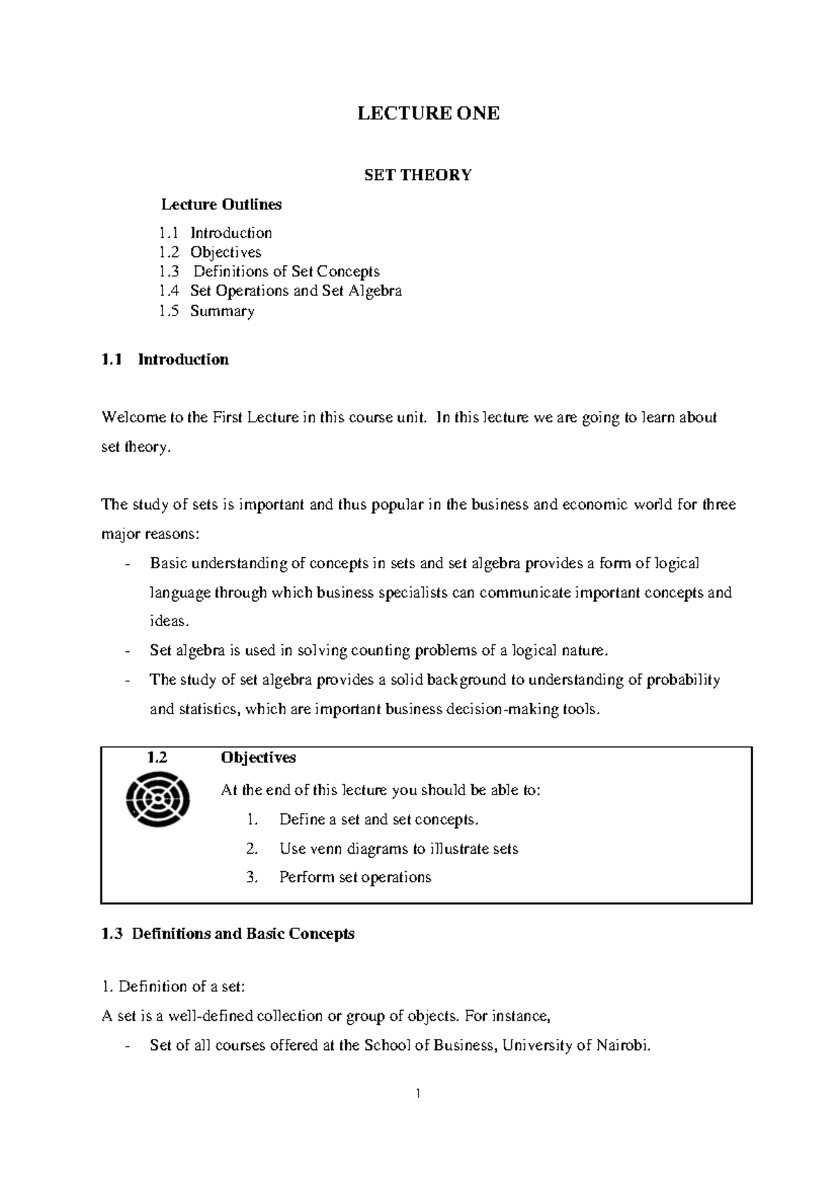 DMS 111 Lecture Notes: Set Theory and Functions Overview - Studocu