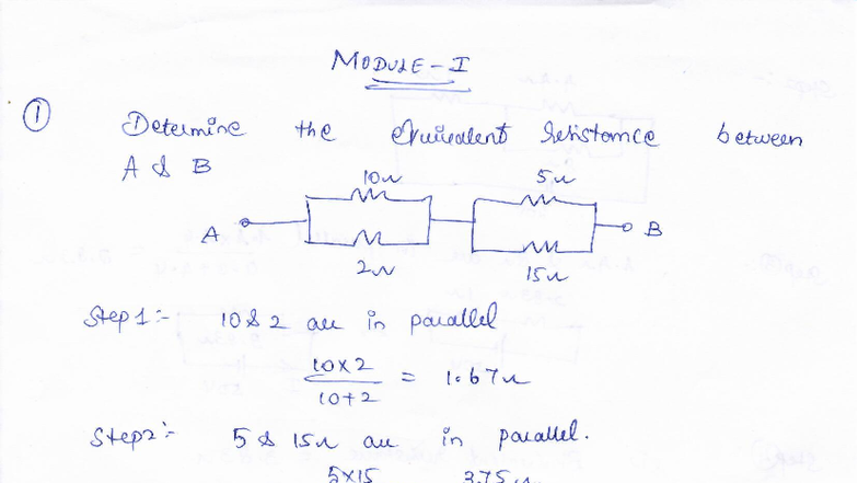 BEE Module I: Numerical Problems on Equivalent Resistance and Current ...