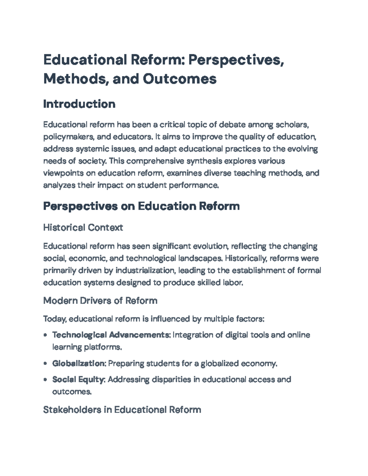 Comprehensive Guide to Educational Reform: Methods and Impacts ...