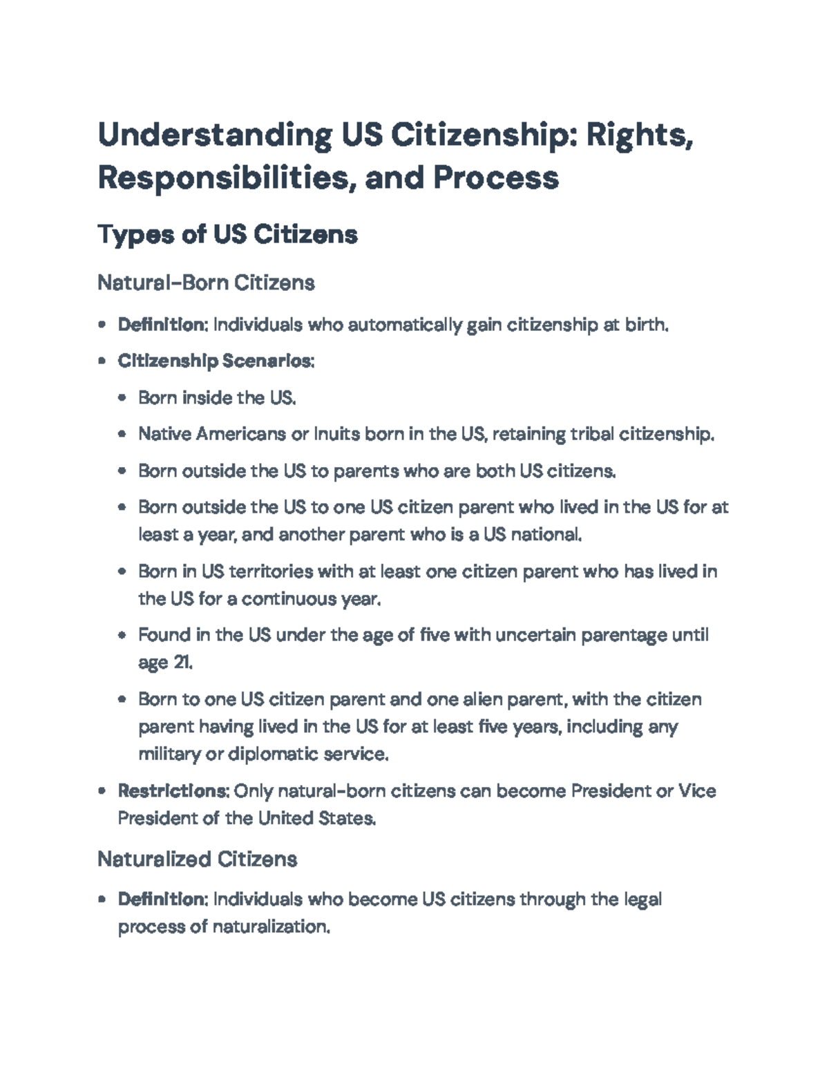 US Citizenship Overview: Rights, Responsibilities, and Process ...