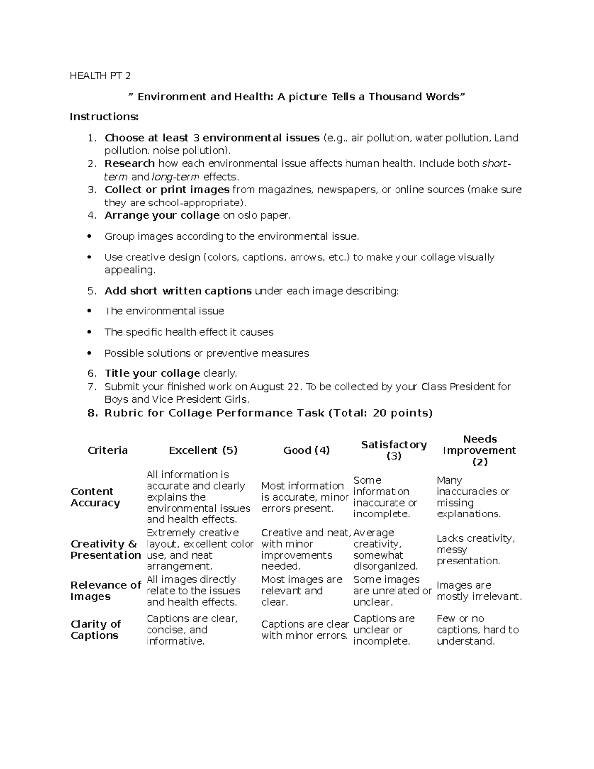 HEALTH PT 2: Environmental Issues and Their Health Impacts - Studocu