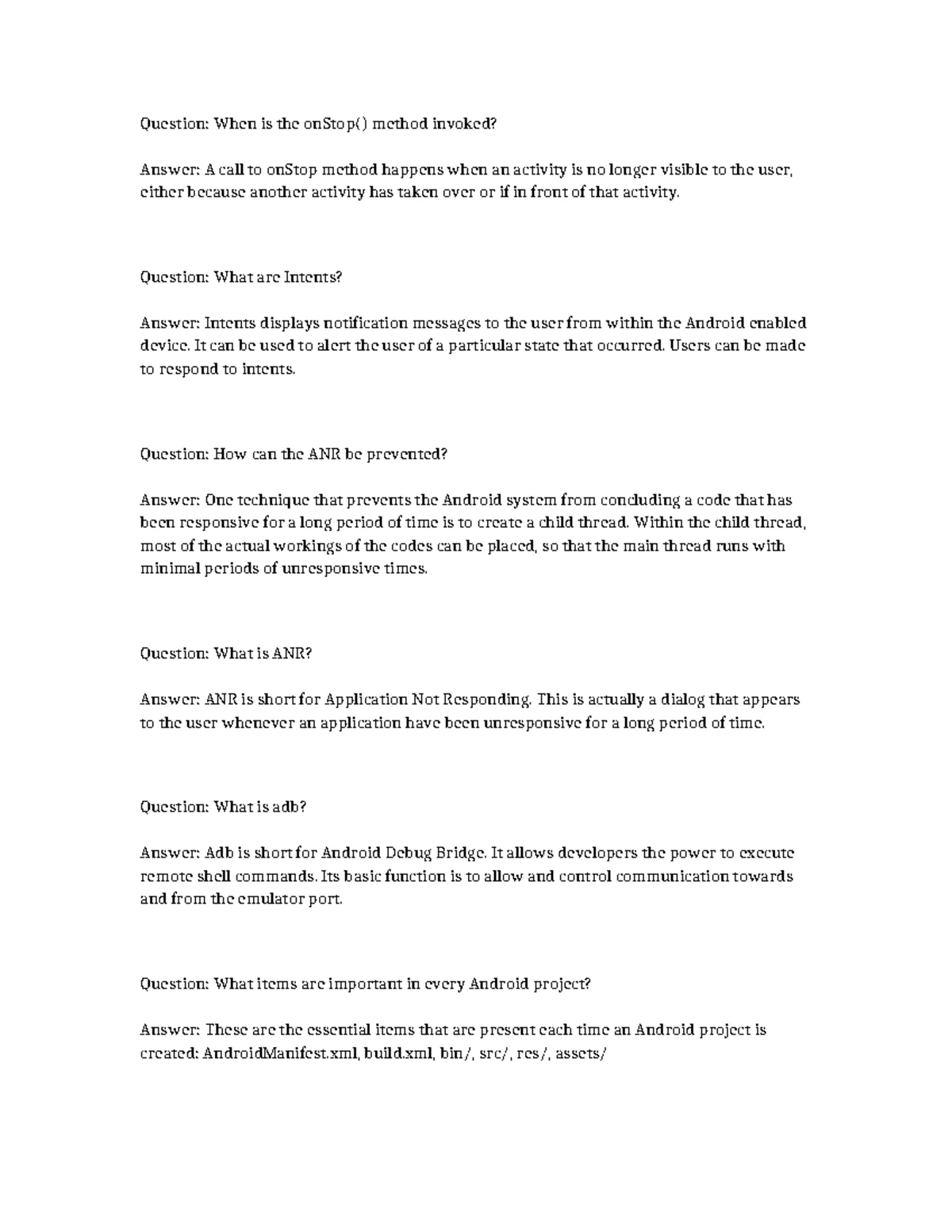 Android Development: Key Concepts & Q&A Guide - Studocu