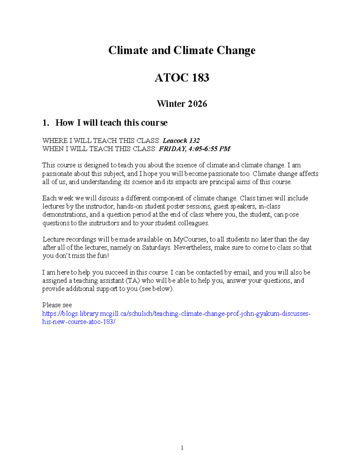 ATOC 183: Climate and Climate Change Course Outline Winter 2026 - Studocu