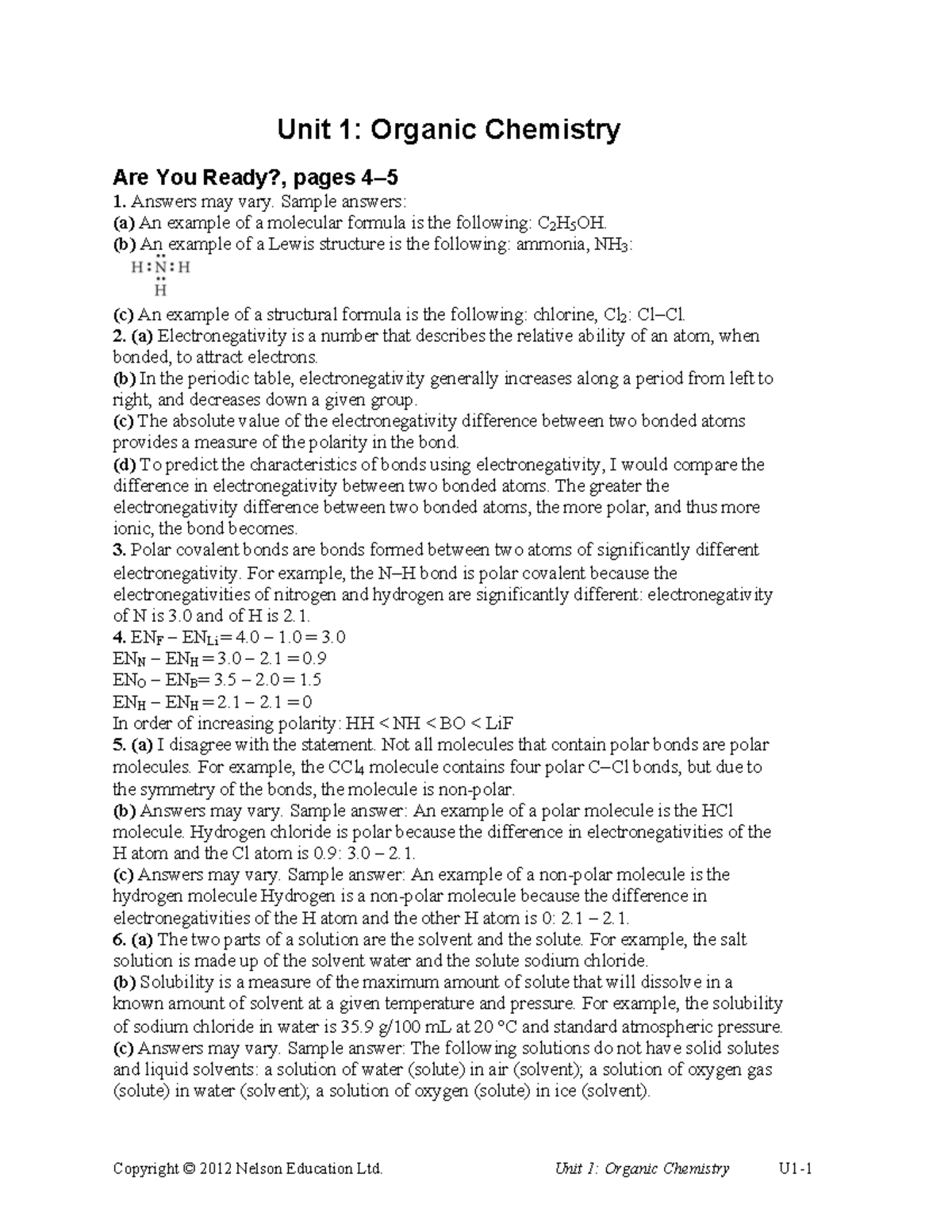 Unit 1: Organic Chemistry - Study Guide - Studocu