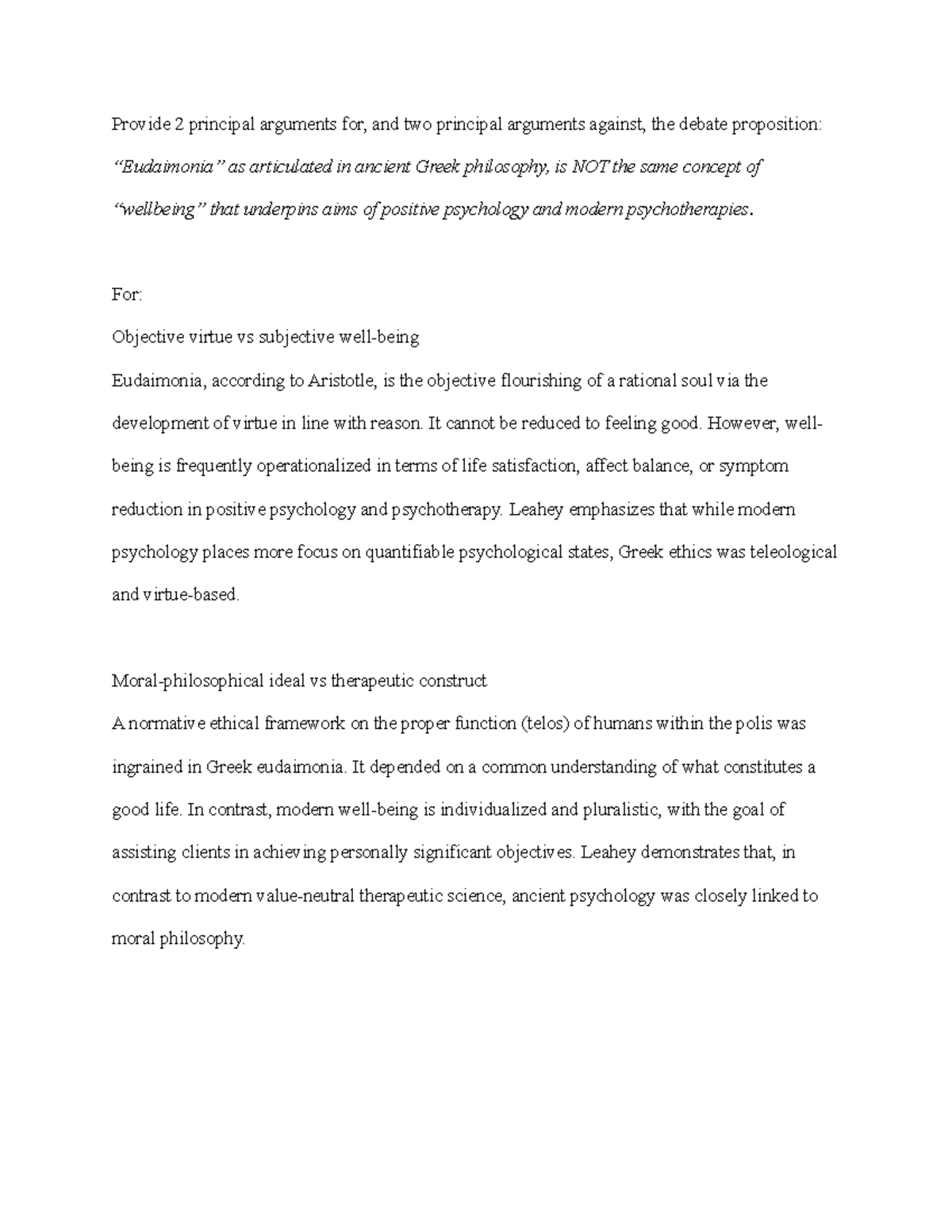 Arguments For and Against the Debate on Greek Philosophy vs Positive ...