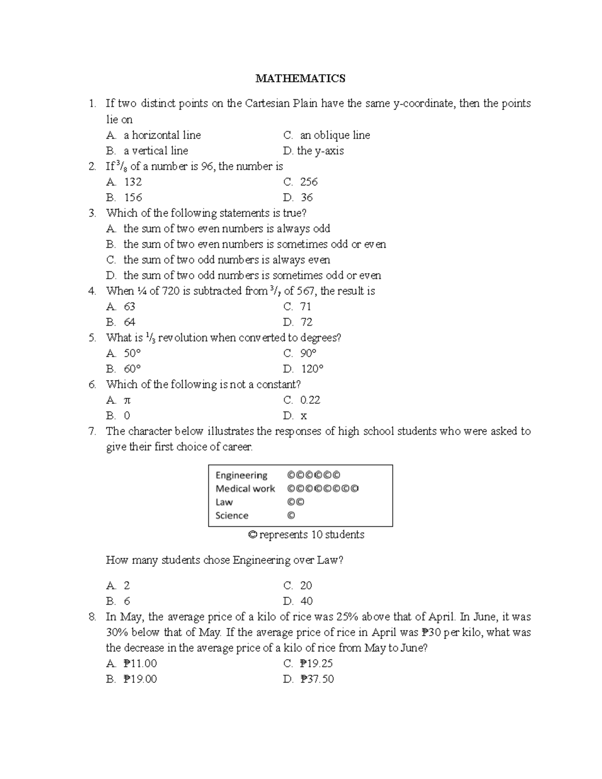 MATHEMATICS 1: UPCAT Math Reviewer for Topics 1-6 - Studocu