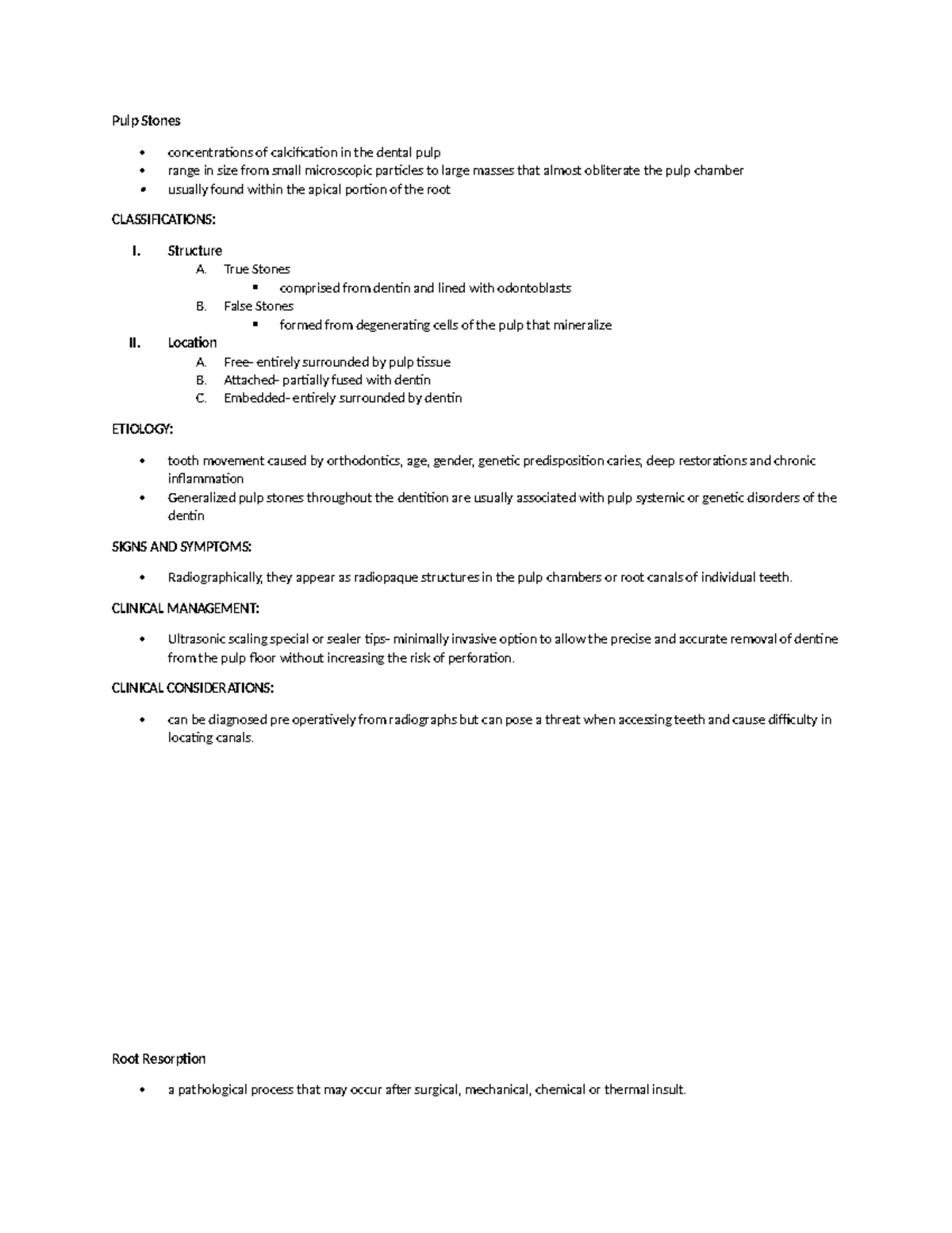Pulp Stones- Oral Pathology - Pulp Stones concentrations of ...