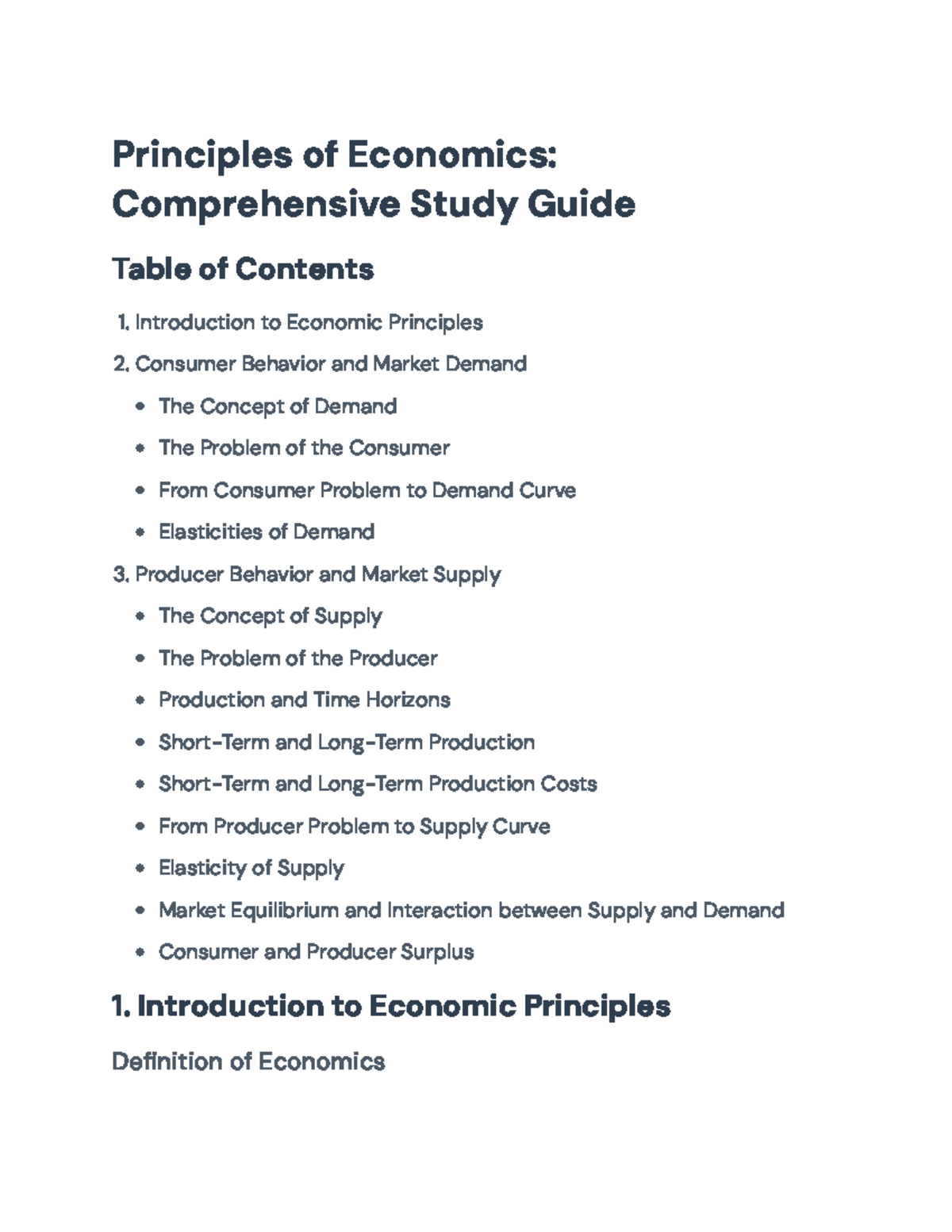 Comprehensive Study Guide on Economic Principles (ECO101) - Principles ...