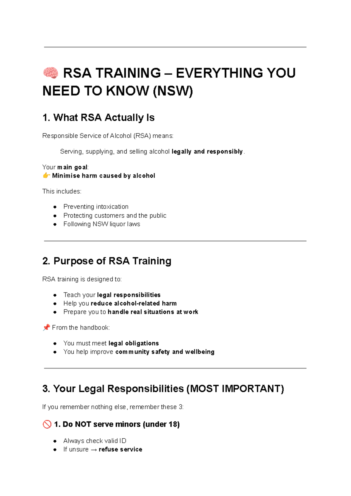 RSA Training Notes: Essential Guide for NSW Compliance - Studocu