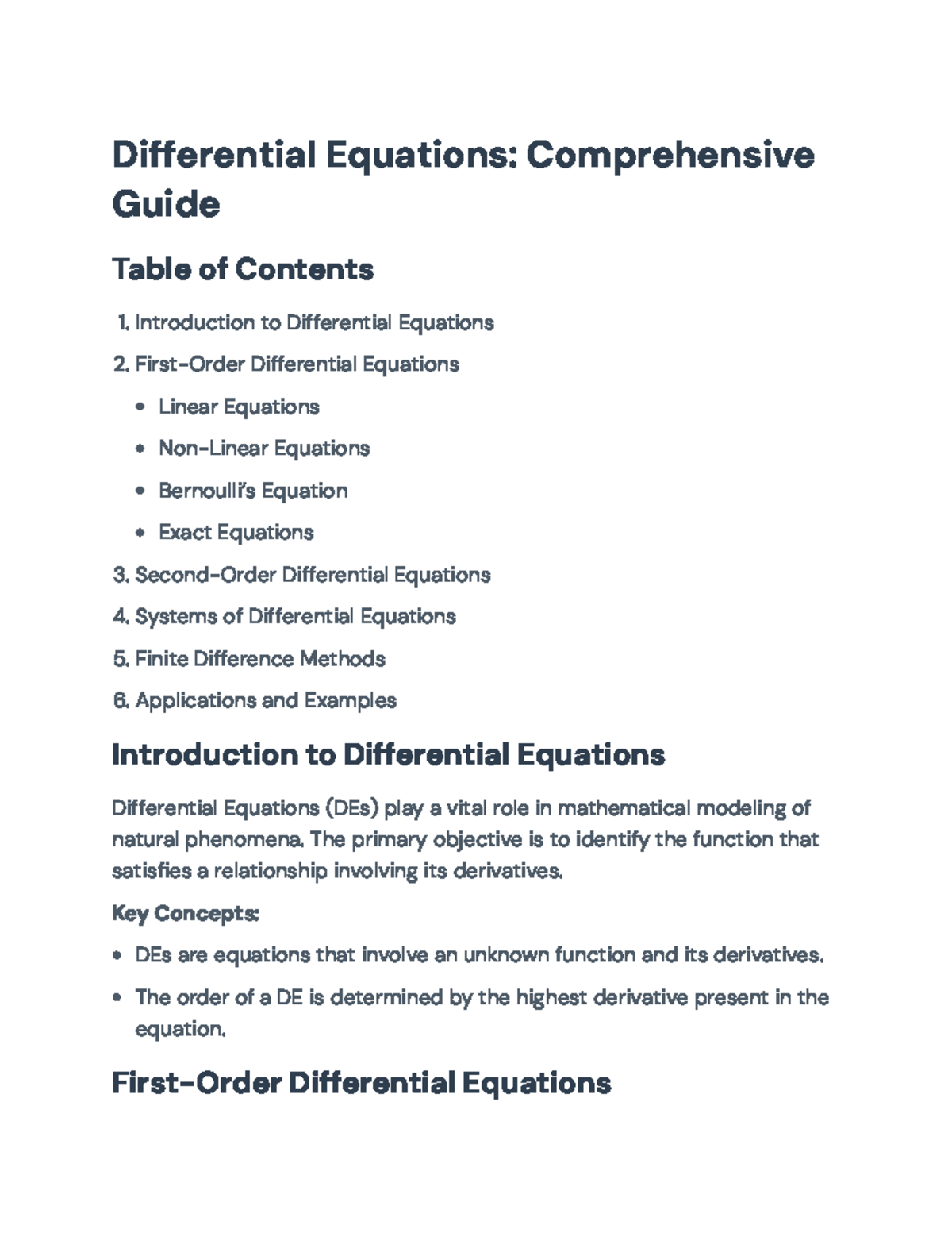 Differential Equations Overview: Key Concepts & Solution Methods ...
