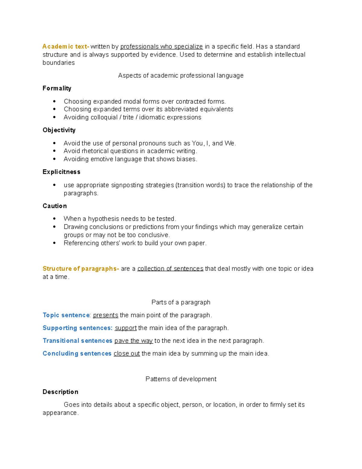 EAPP Notes: Understanding Academic Writing Structures and Concepts ...