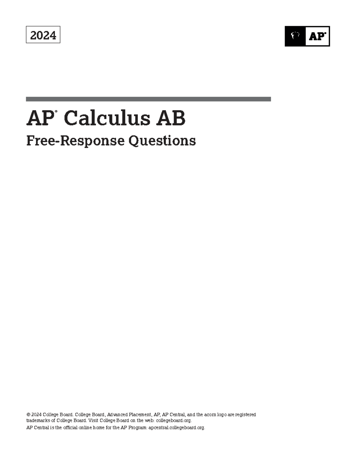 2024 AP Calculus AB Free-Response Questions and Solutions - Studocu