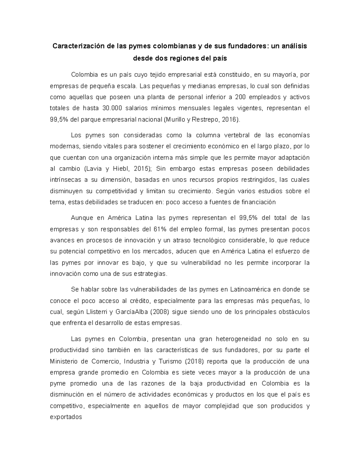 Caracterización de las pymes en Colombia y sus fundadores: análisis ...