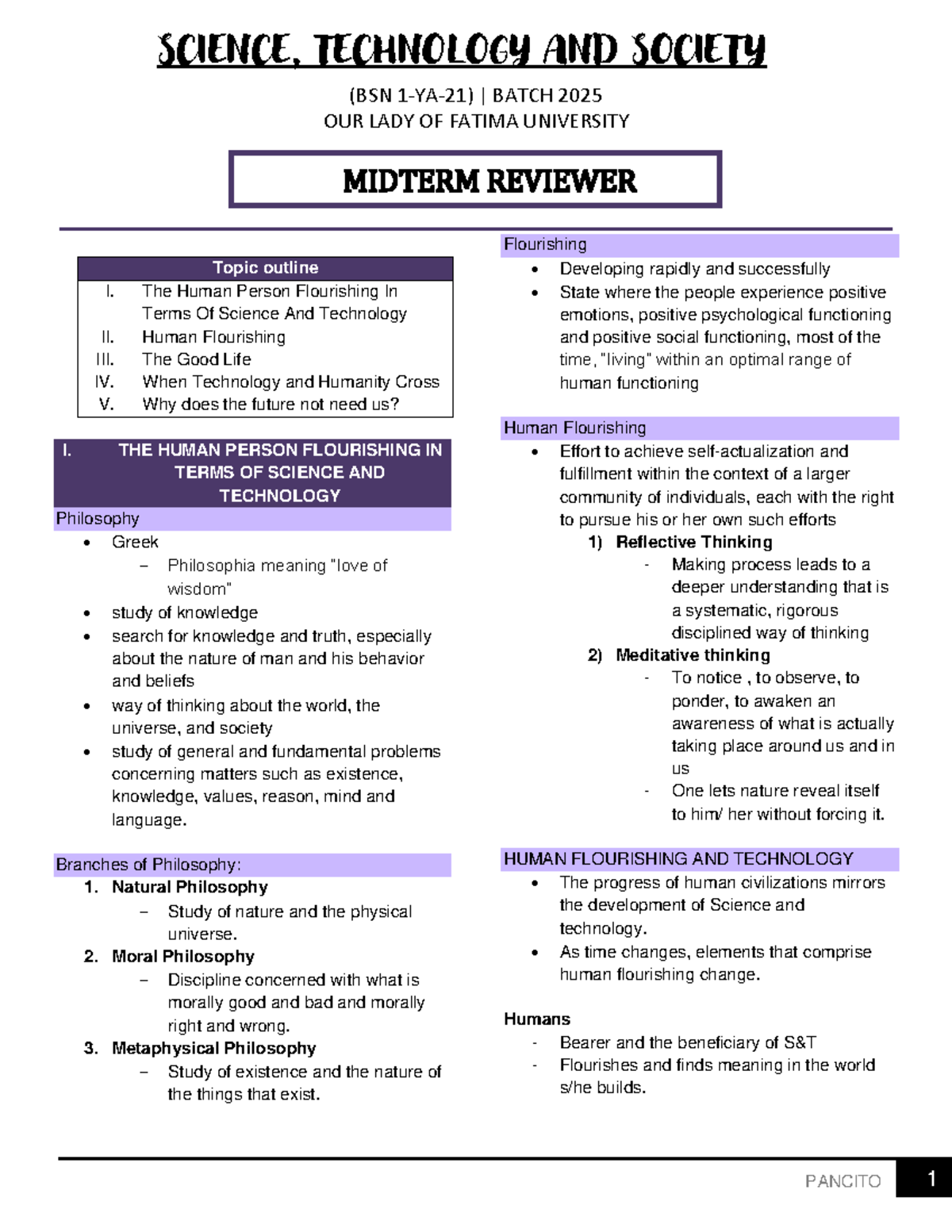 STAS111 Midterm Review: Human Flourishing and Technology Insights - Studocu