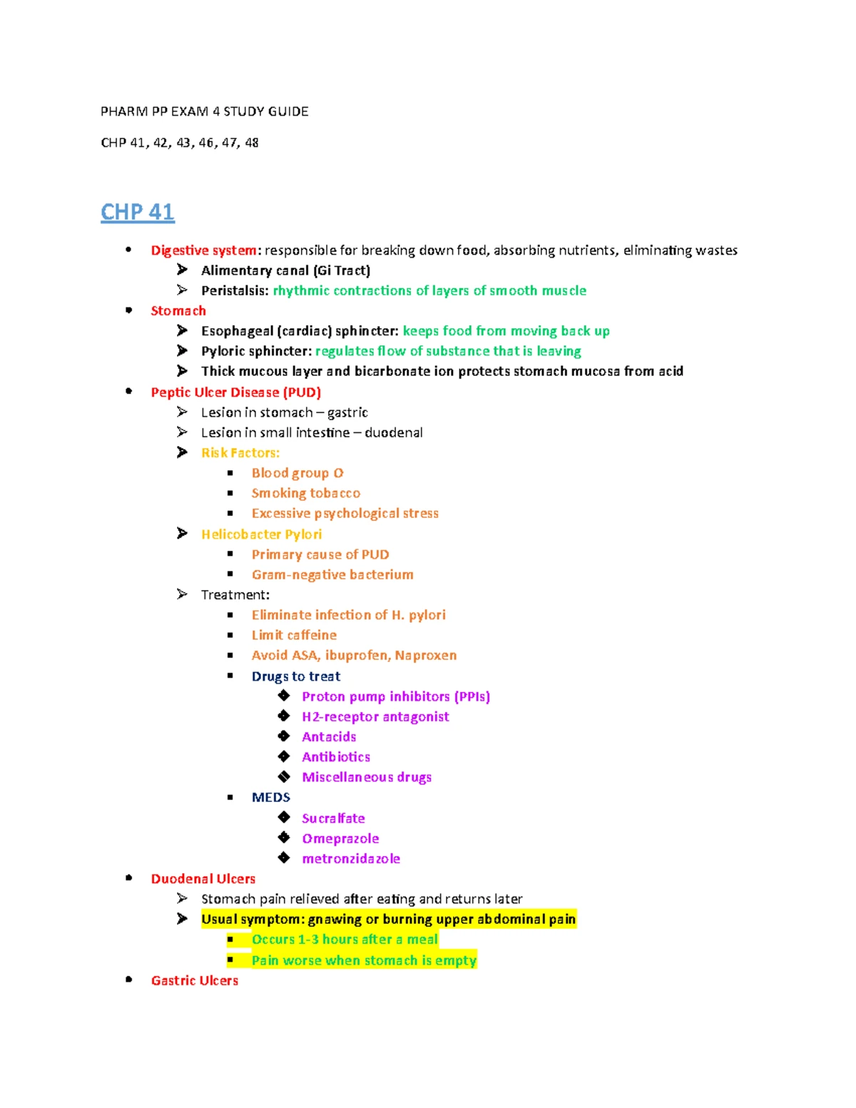 Pharm II Exam 4 Study Guide - Exam 4 Study Guide Describe negative ...