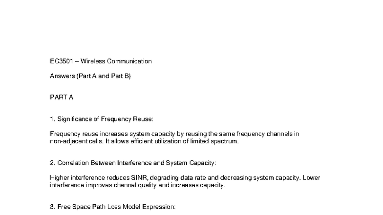 EC3501 Wireless Communication Exam Answers: Frequency Reuse & Handoff ...