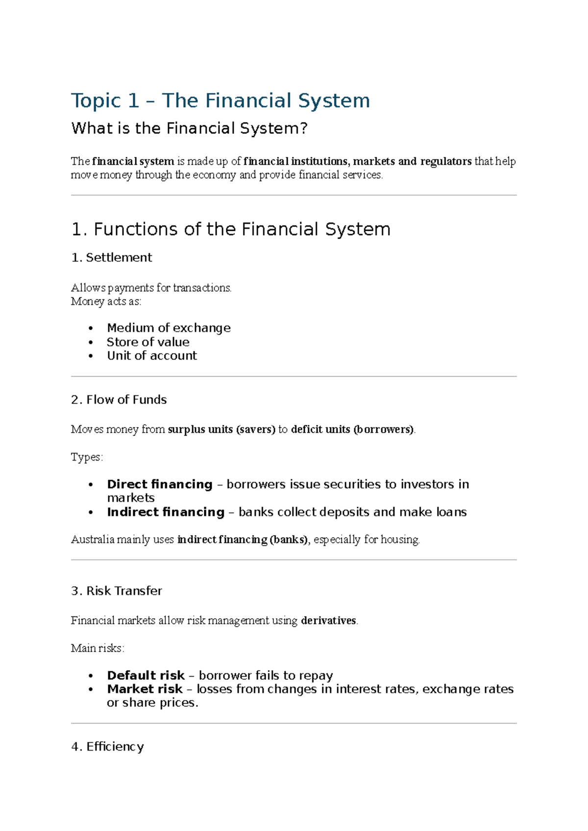 Financial System Overview: Key Concepts & Functions (FIN101) - Studocu