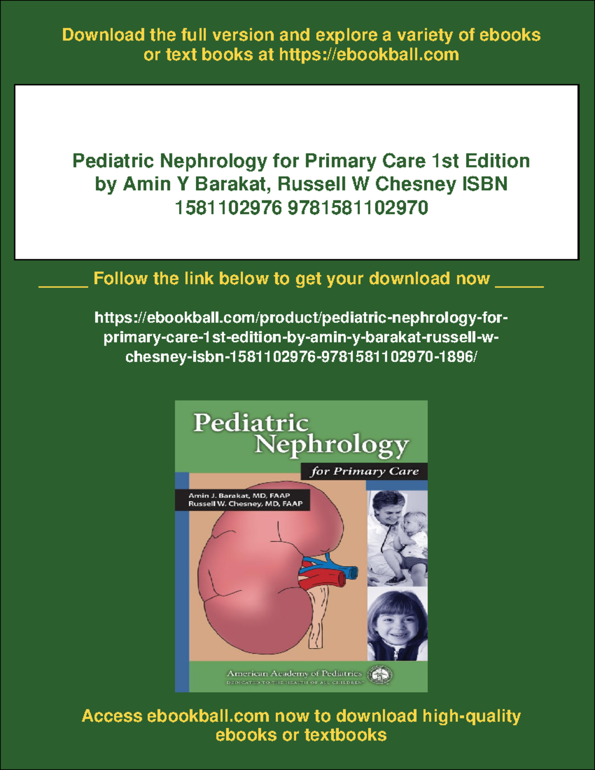 Pediatric Nephrology for Primary Care (1st Ed) - A Comprehensive Guide ...