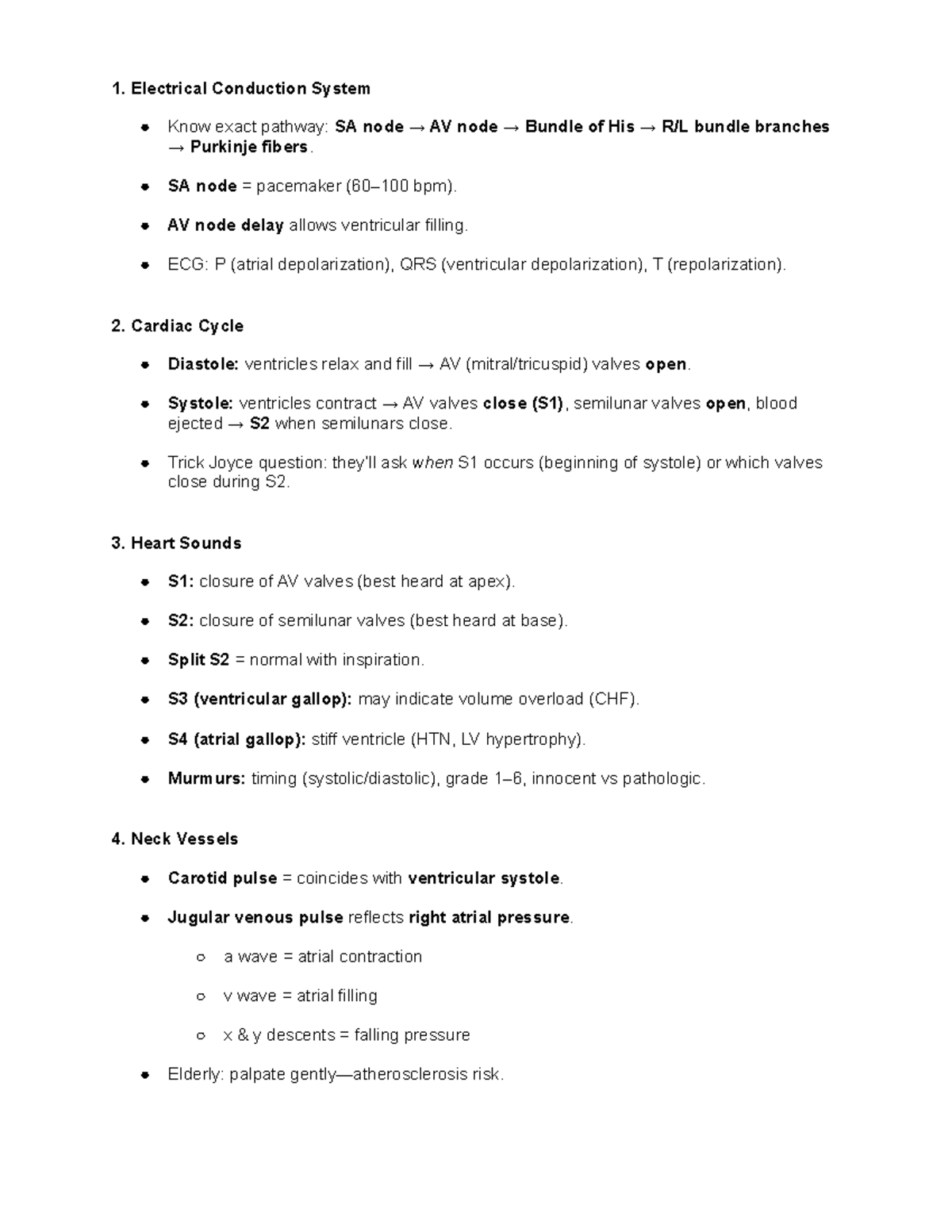 NUR 115 Cardiac Assessment Study Notes & Practice Questions - Studocu