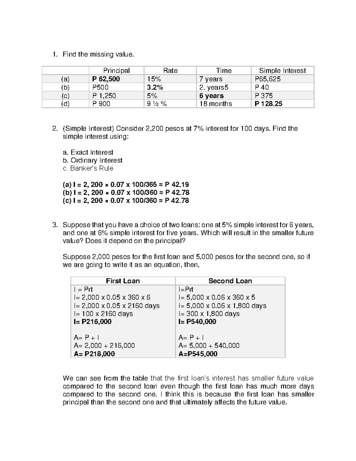 Mathematics in the Modern World Financial Mathematics Activity - Find ...