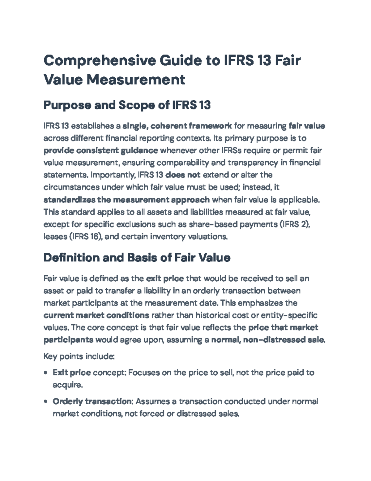 Comprehensive Guide to IFRS 13: Fair Value Measurement & Practices ...