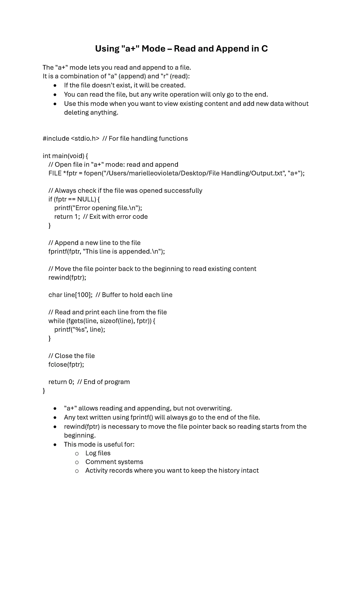 Example 7: Writing User Input to a File (C Programming) - Studocu