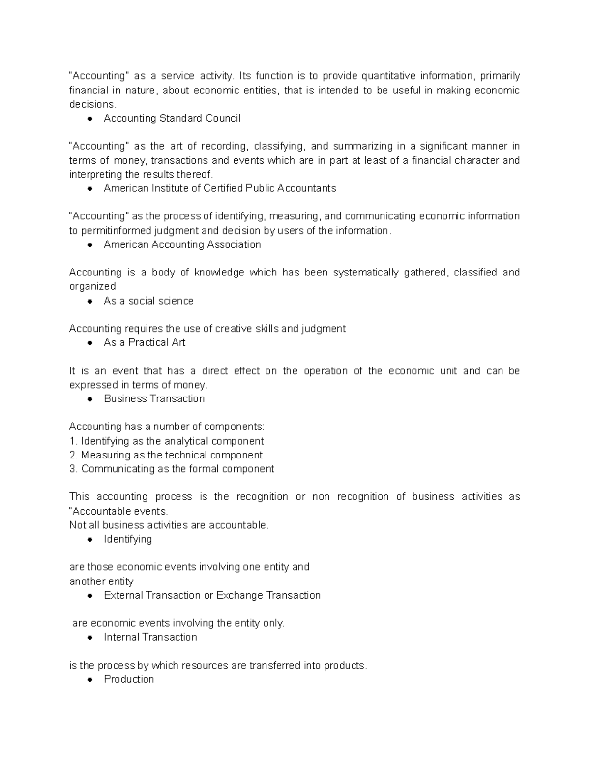ACC101 Comprehensive Reviewer on Accounting Concepts and Processes ...