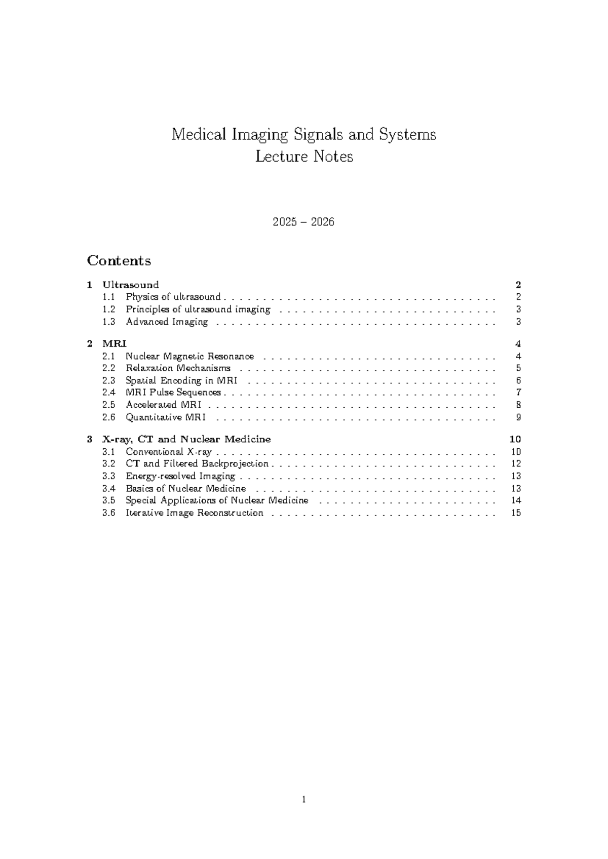 Medical Imaging Signals and Systems Lecture Notes (2025-2026) Summary ...