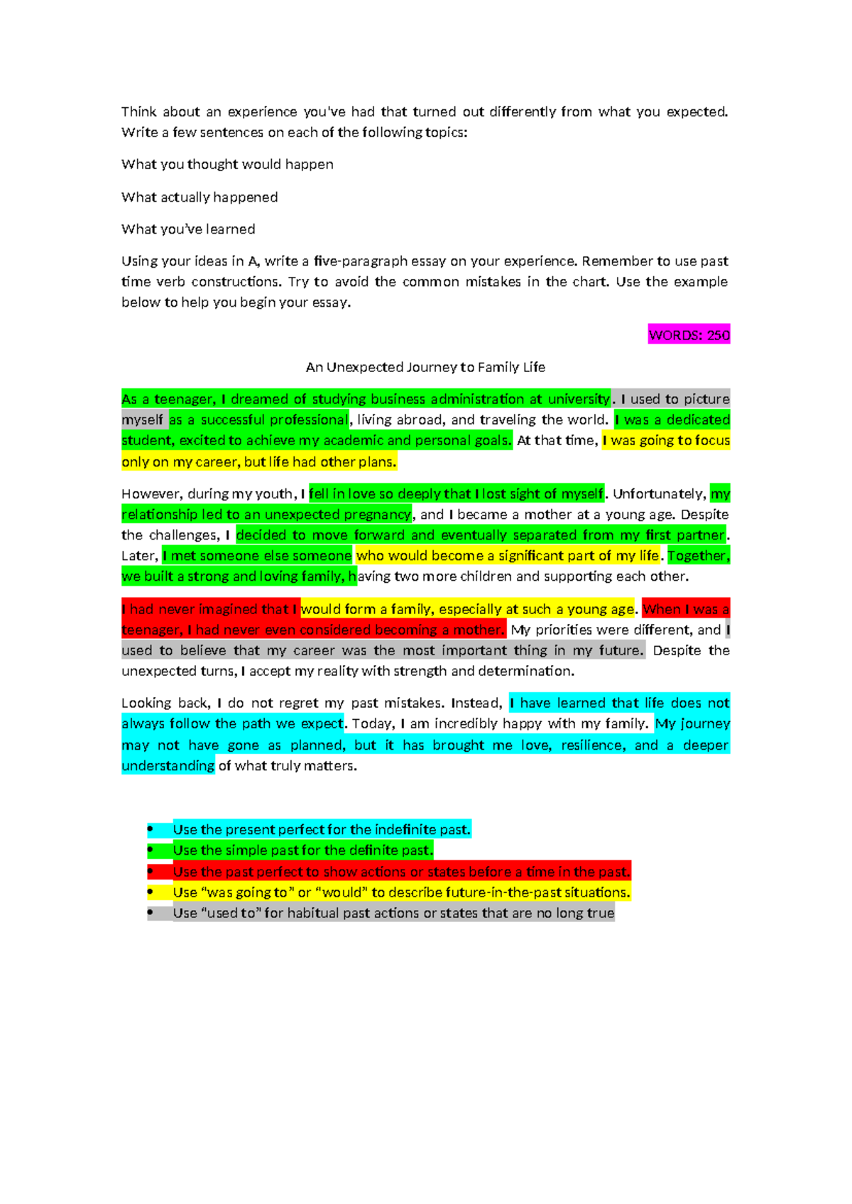 Essay 1 - Think about an experience you've had that turned out ...
