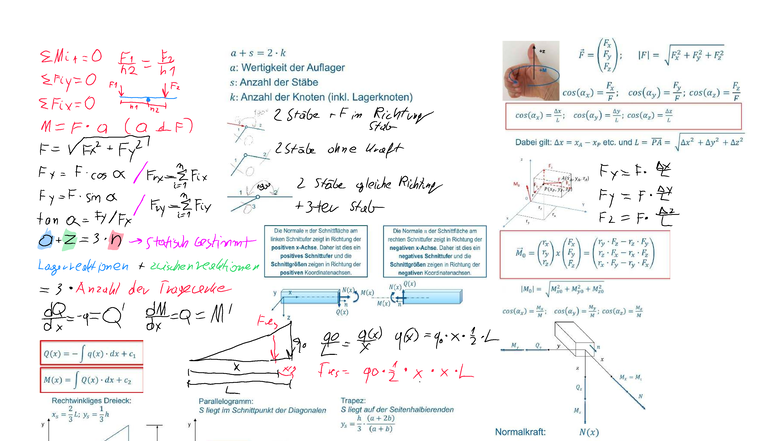 Formelsammlung Statik Ergänzung - E F i y - O E F i x : O M = F - O ( O ...