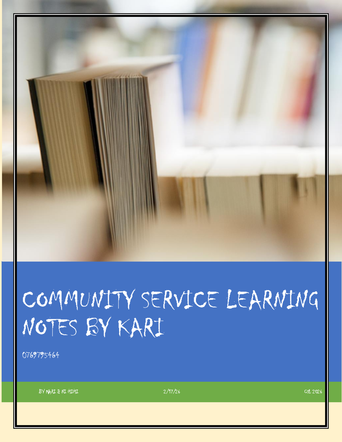 CSL 2026: Community Service Learning Notes by Kari & Ni Mimi - Studocu