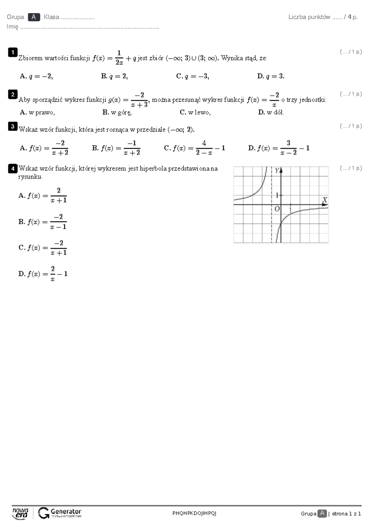 3.2.–3.3. Przesunięcie wykresu funkcji f(x)=a x wzdłuż osi OX i wzdłuż