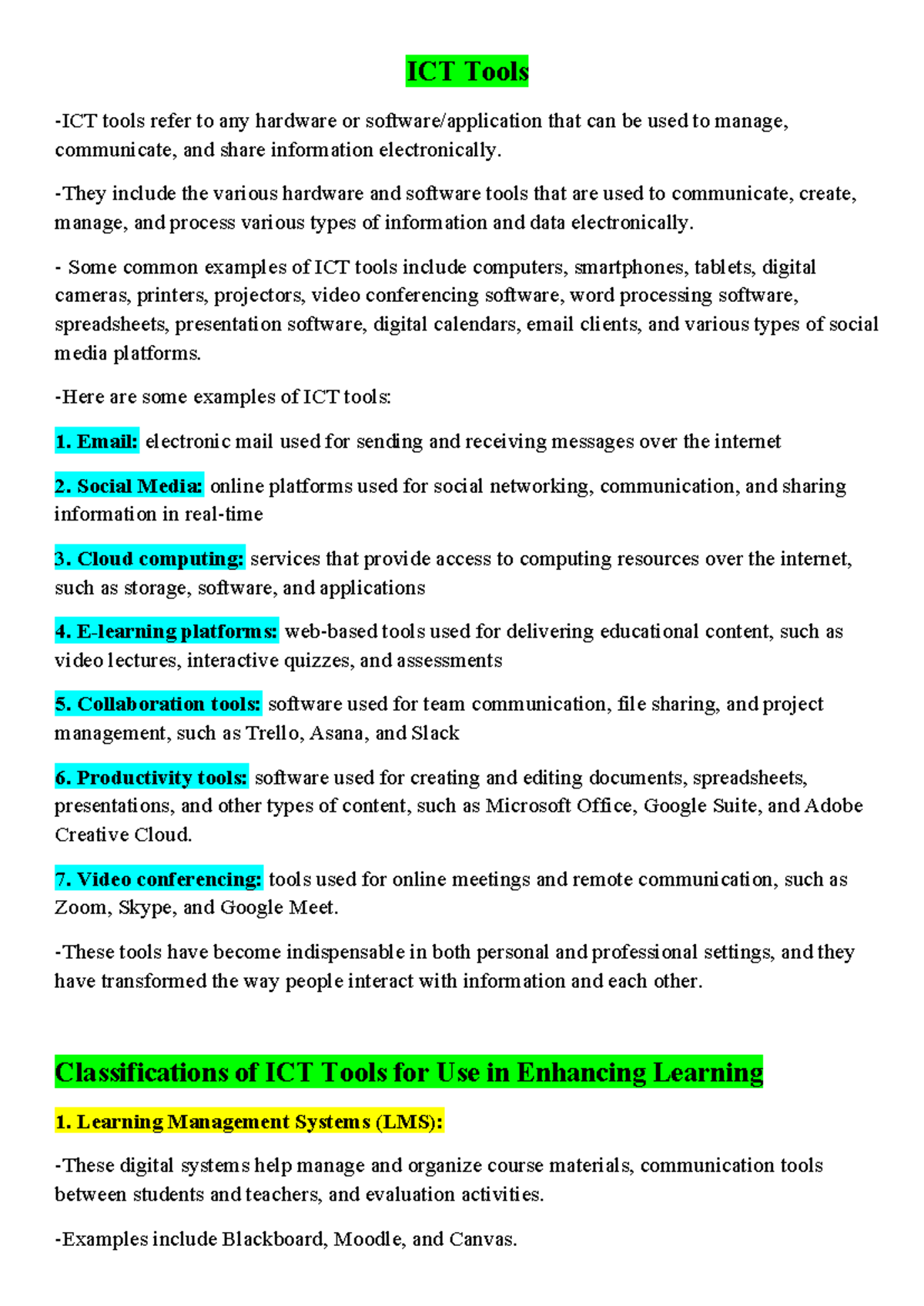 ICT 1 Lesson 4: Exploring Essential ICT Tools for Learning - Studocu