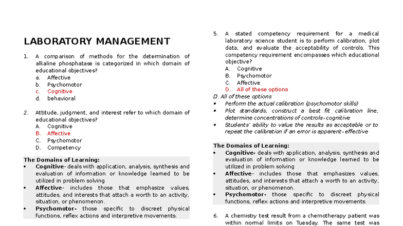 LAB 101: Educational Objectives in Laboratory Management - Studocu