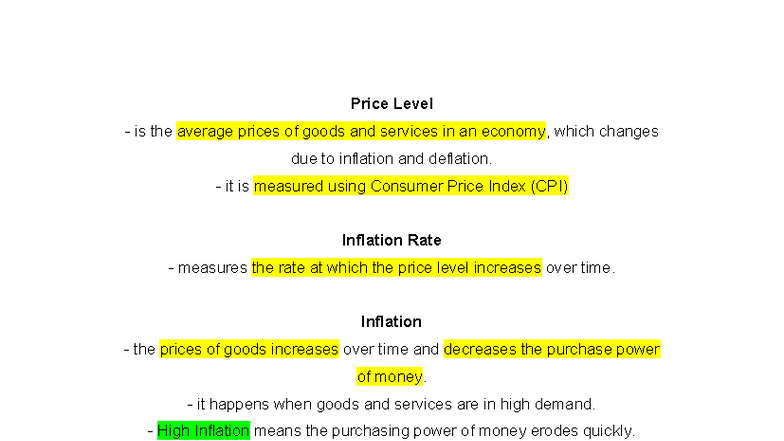 Basic Macroeconomics (ECO101) Lesson 2: Price Level & Inflation - Studocu