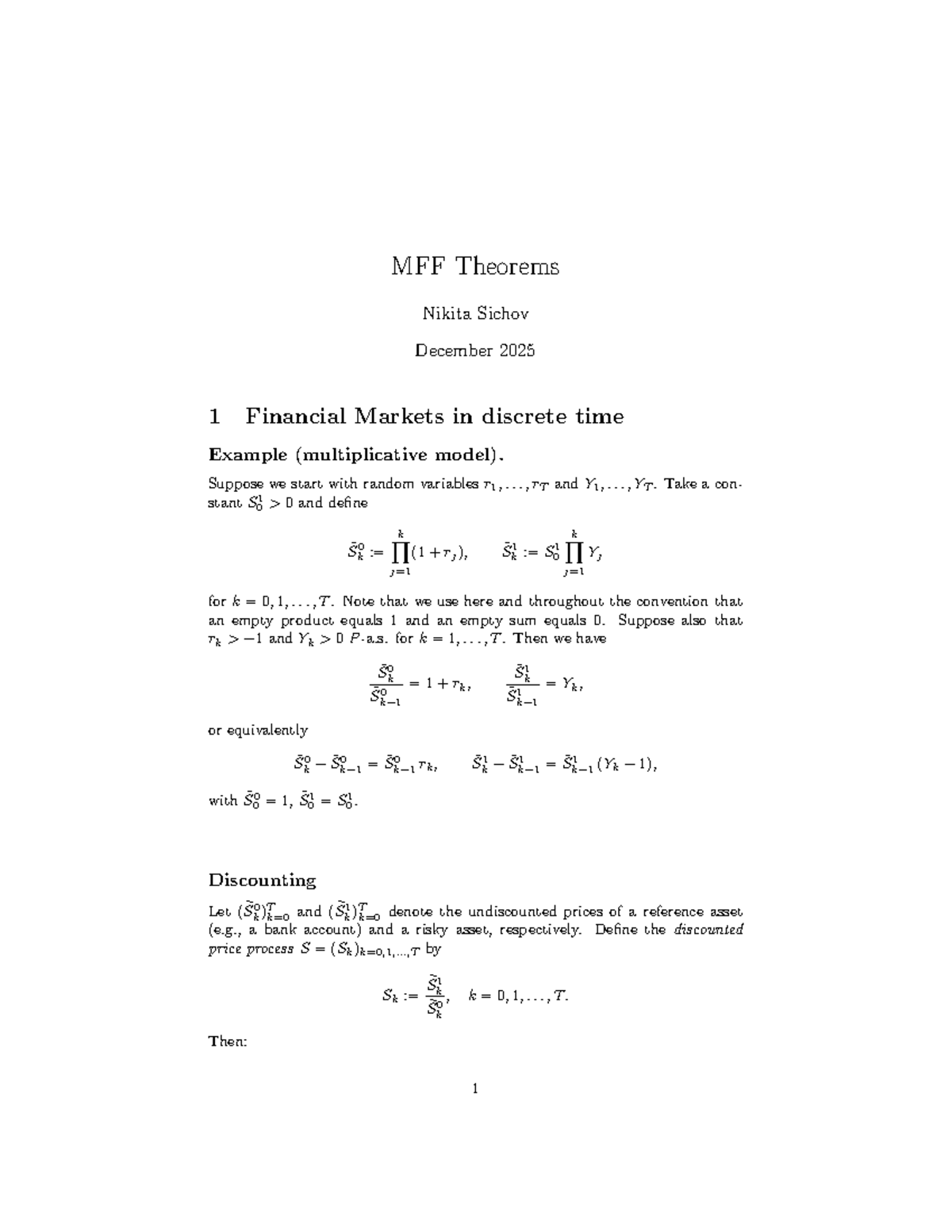 MFF Theorems - Key Financial Market Concepts and Models - Studocu