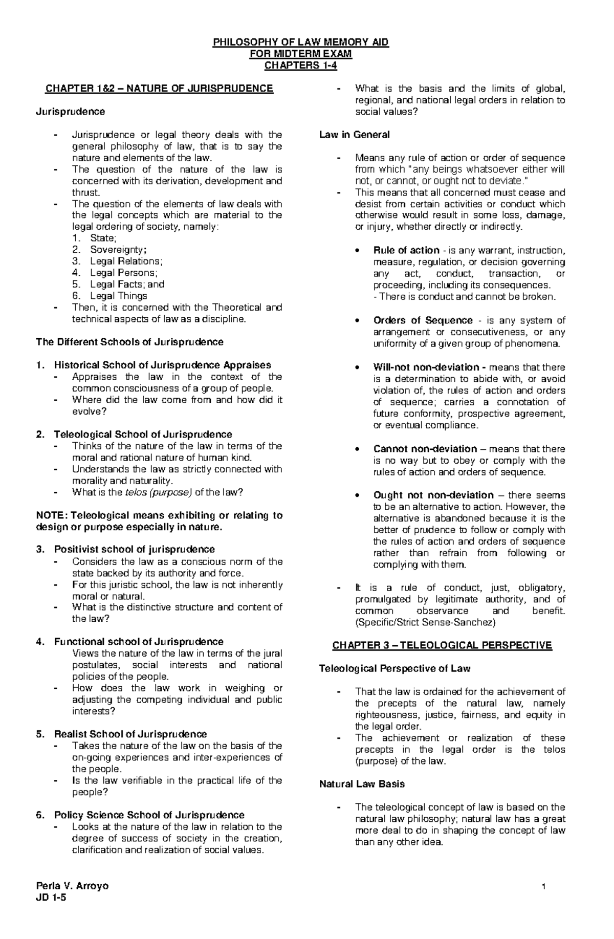 PHIL 101: MEMORY AID FOR MIDTERM EXAM ON JURISPRUDENCE AND LAW - Studocu