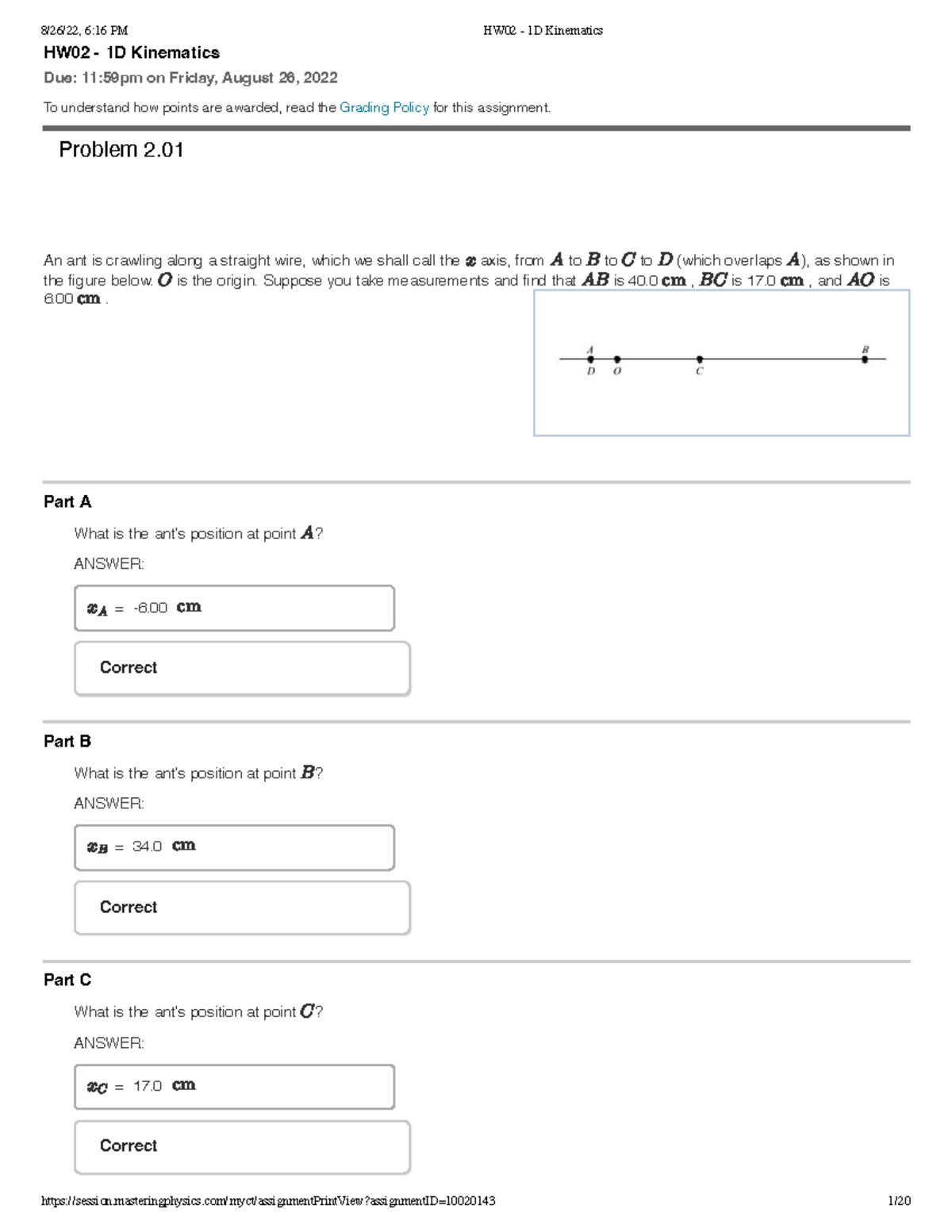 HW02 - 1D Kinematics Problem Set and Solutions - Studocu
