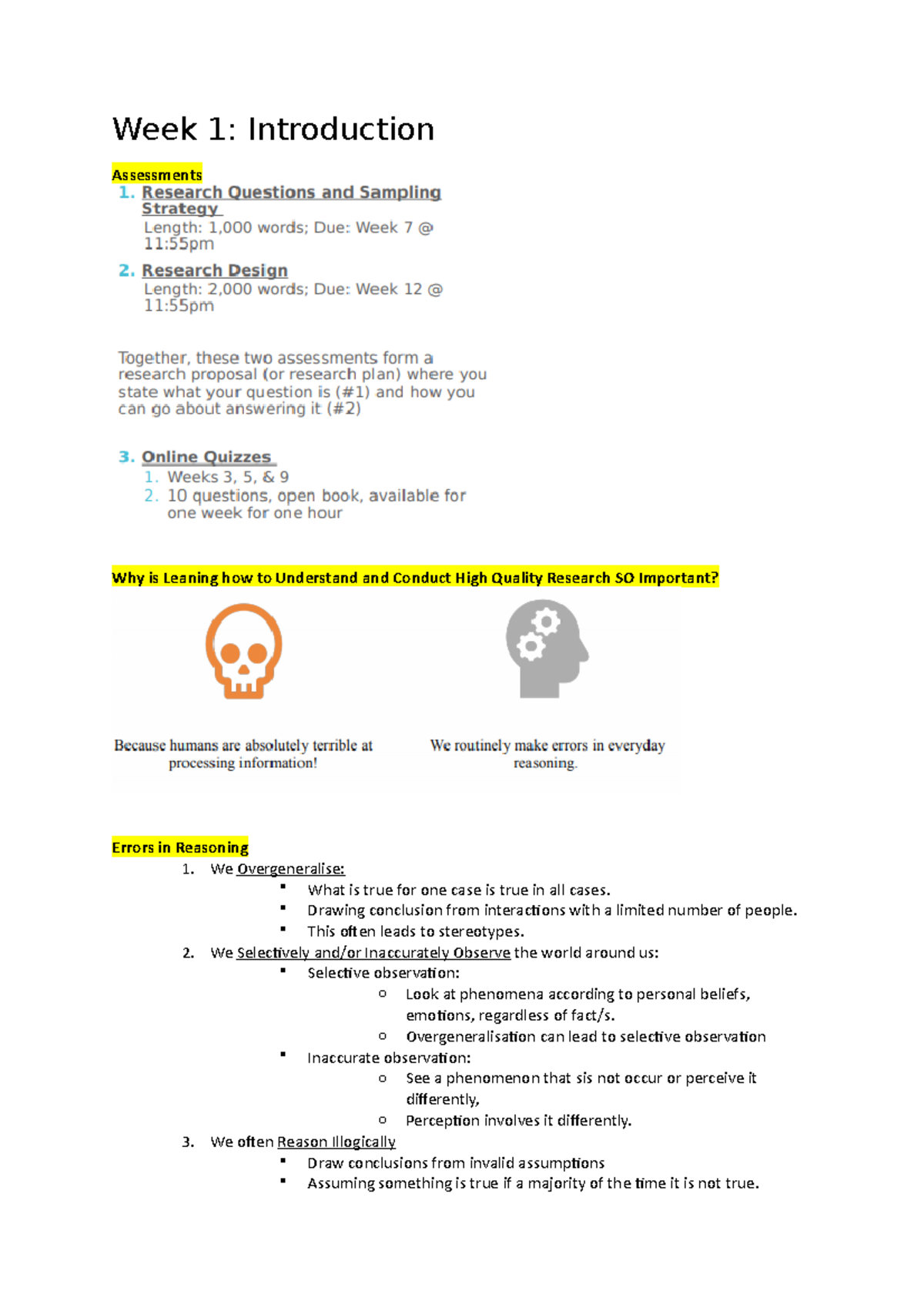 Week 1-3012CCJ - Lecture notes 1 - Week 1: Introduction Assessments Why ...