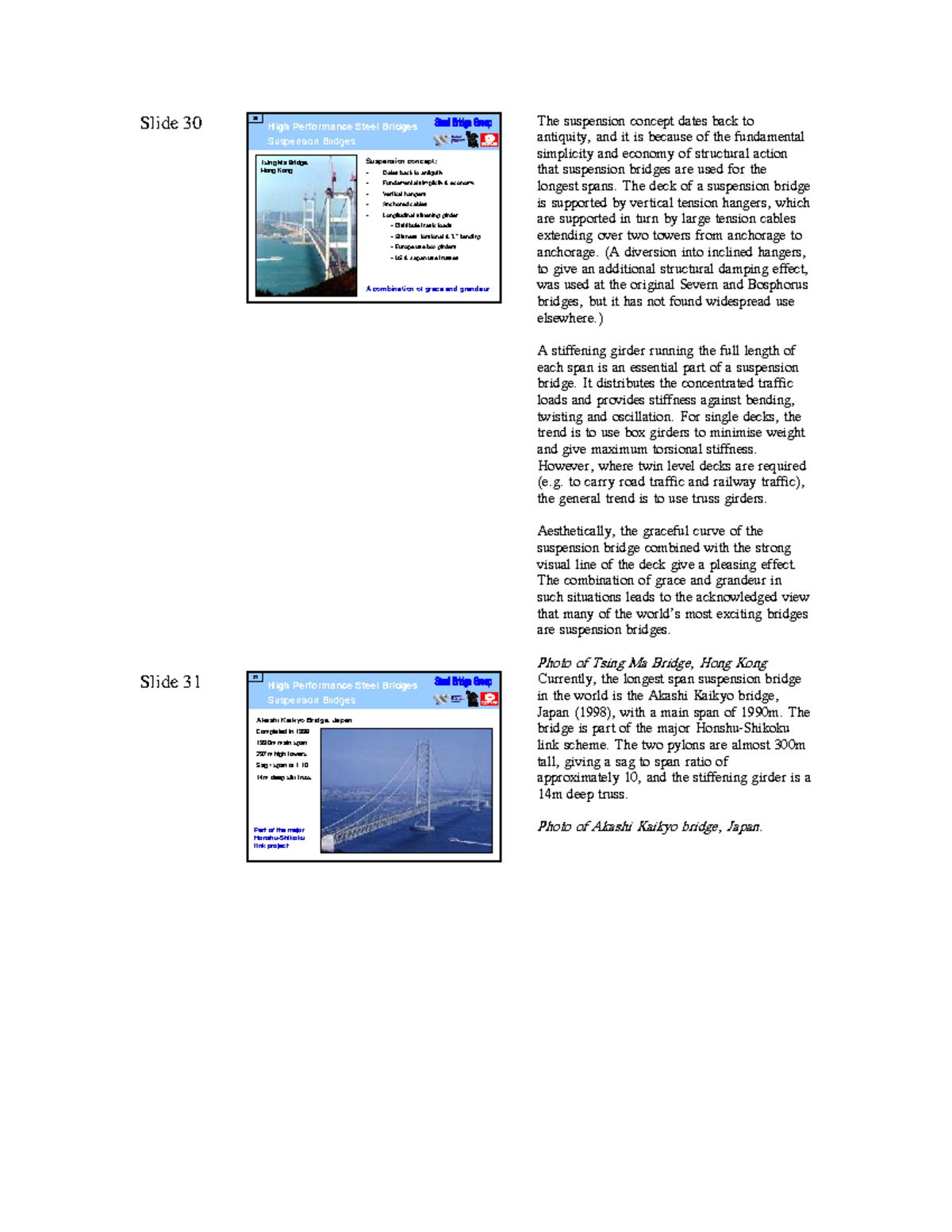 MSc Steel and Composite Bridges: High Performance Suspension Bridges ...