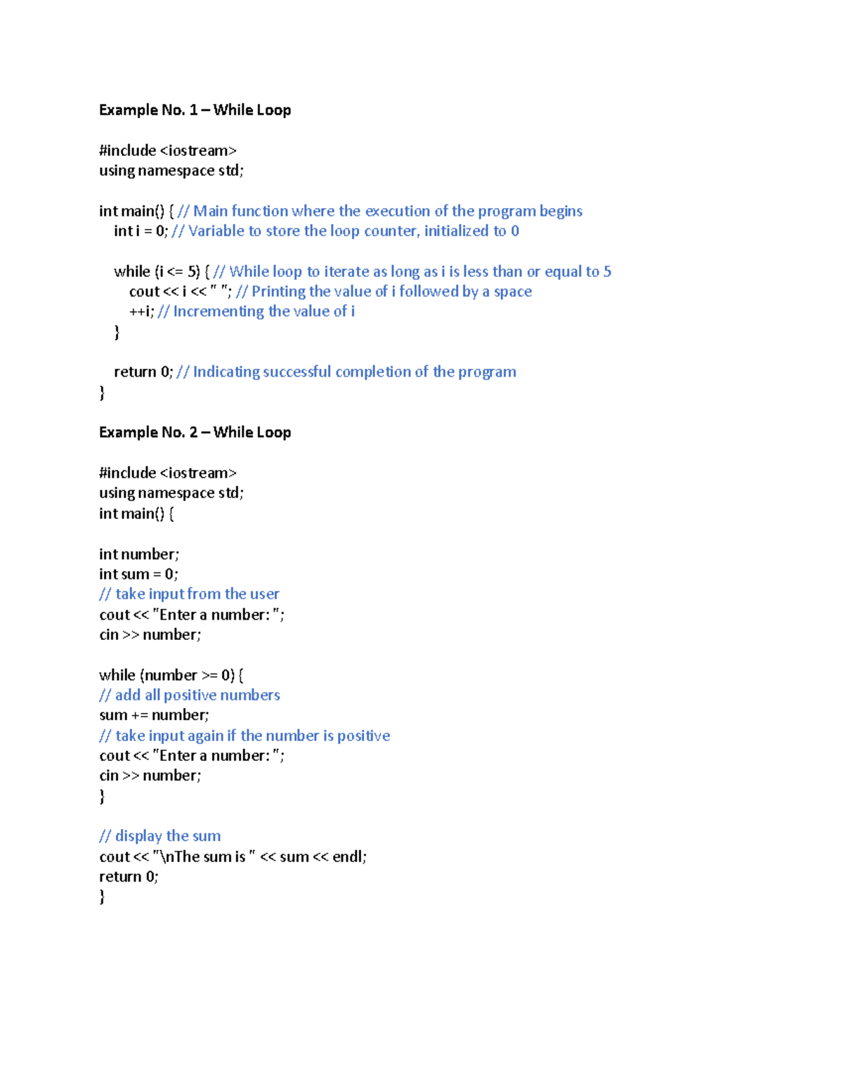 Looping Statements Examples in C++: While & Do-While - Studocu