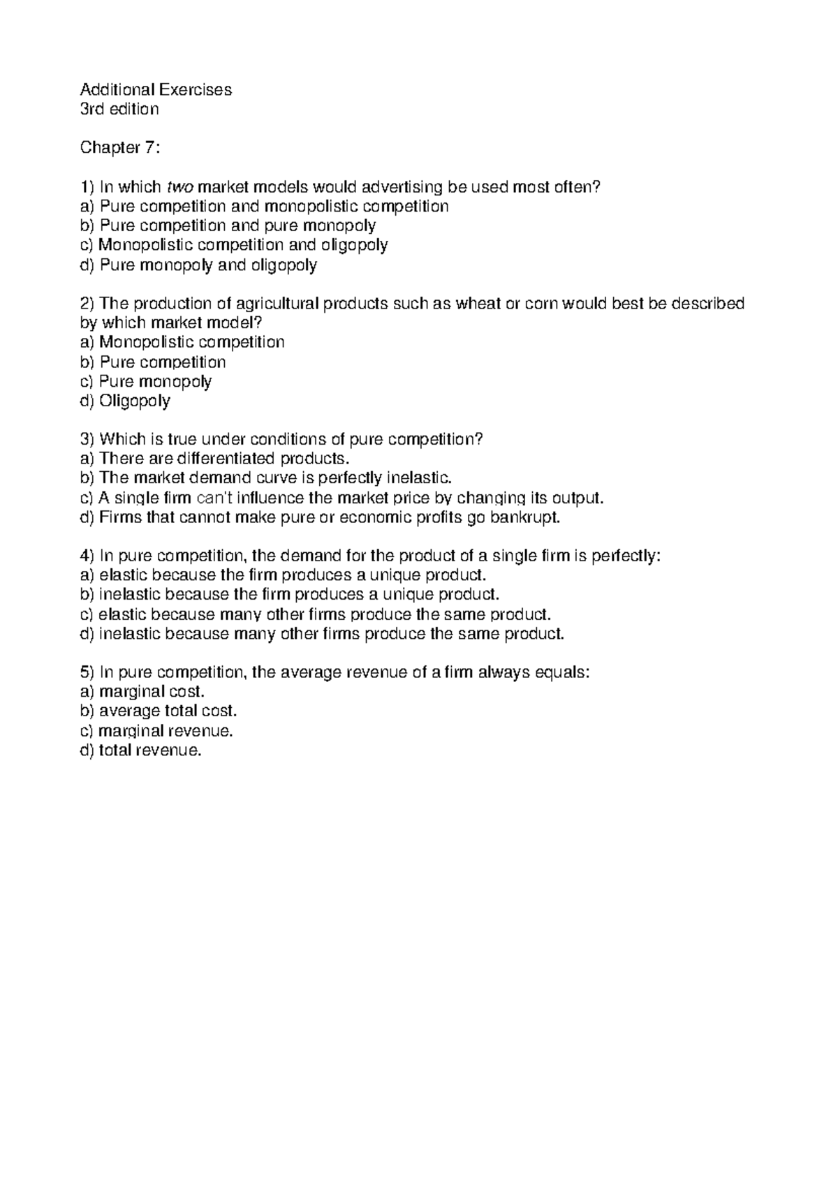 Chapter 7 additional exercises - Additional Exercises 3rd edition ...