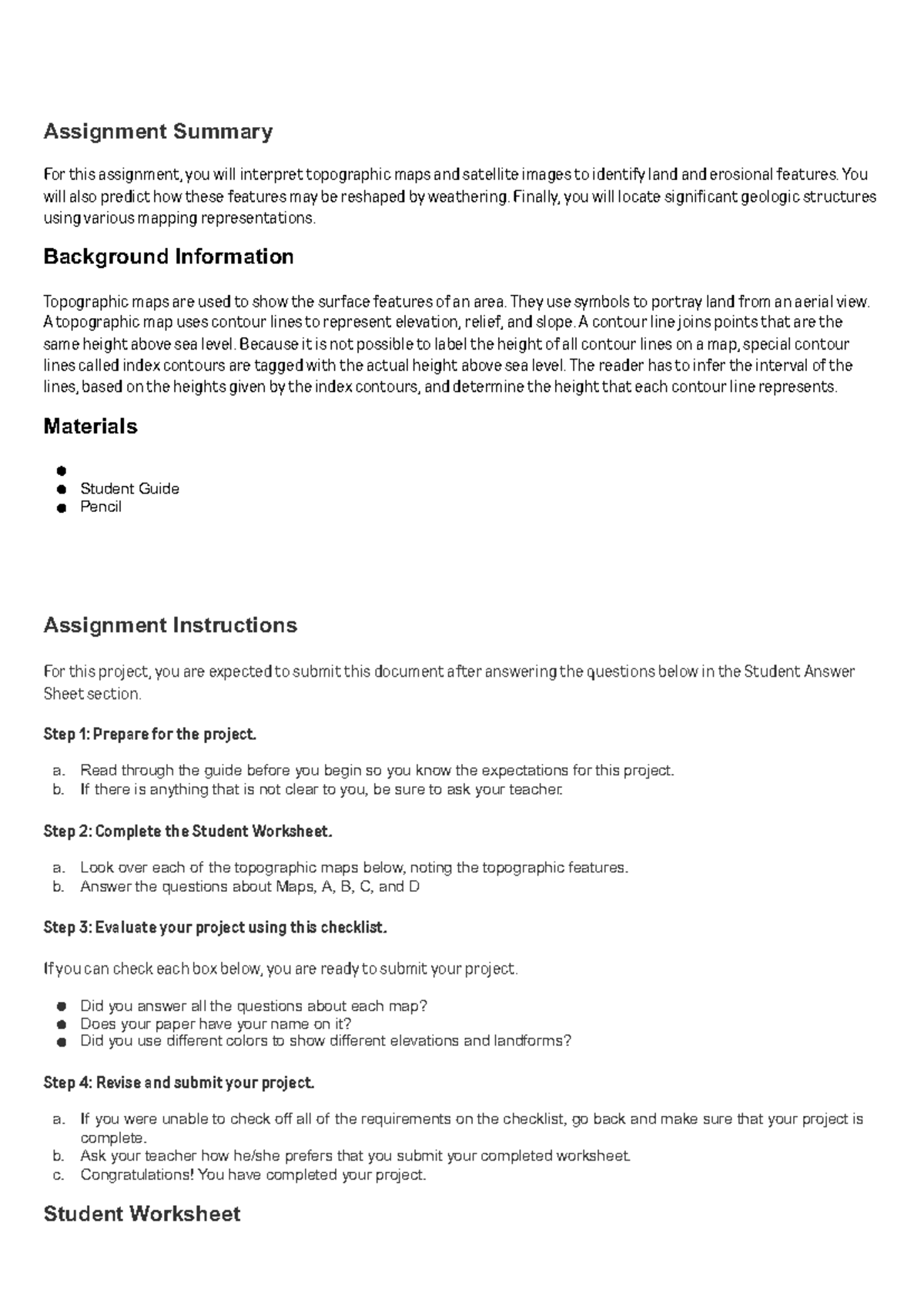 Project Guide for Interpreting Topographic Maps (Geology 101) - Studocu