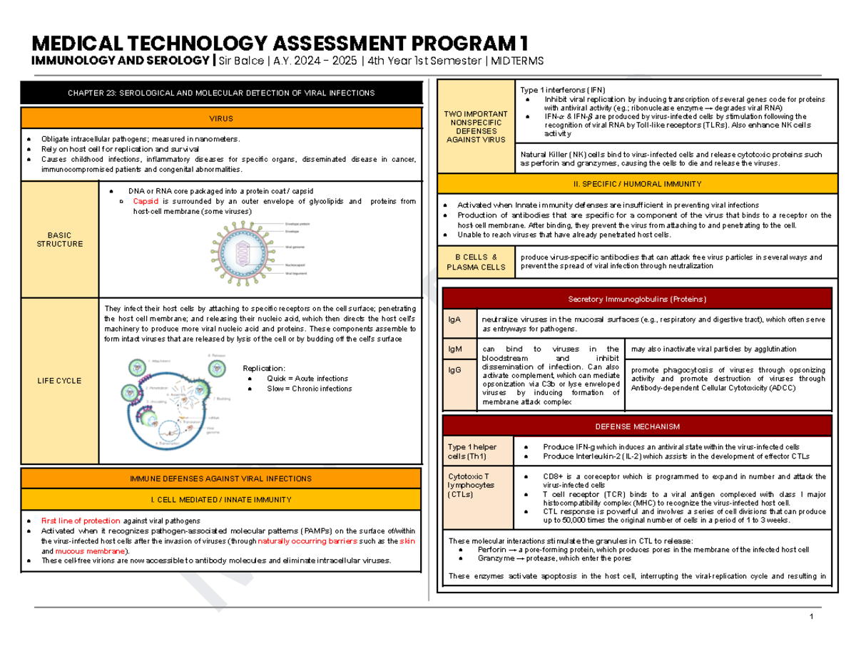 IMSE - Midterm - Immunology and Serology Overview 2024-2025 - Document Preview