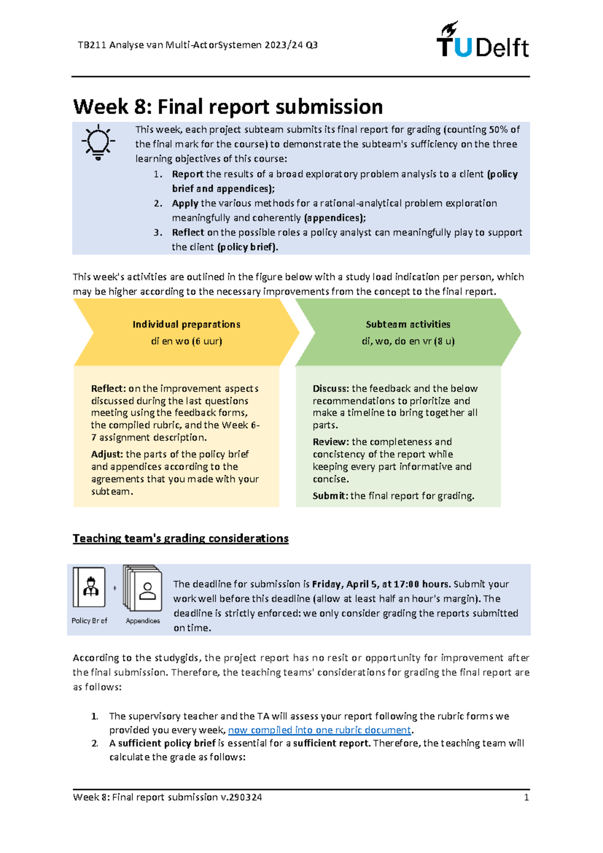 TB211a Week 8: Final Report Submission Guidelines & Grading Details ...