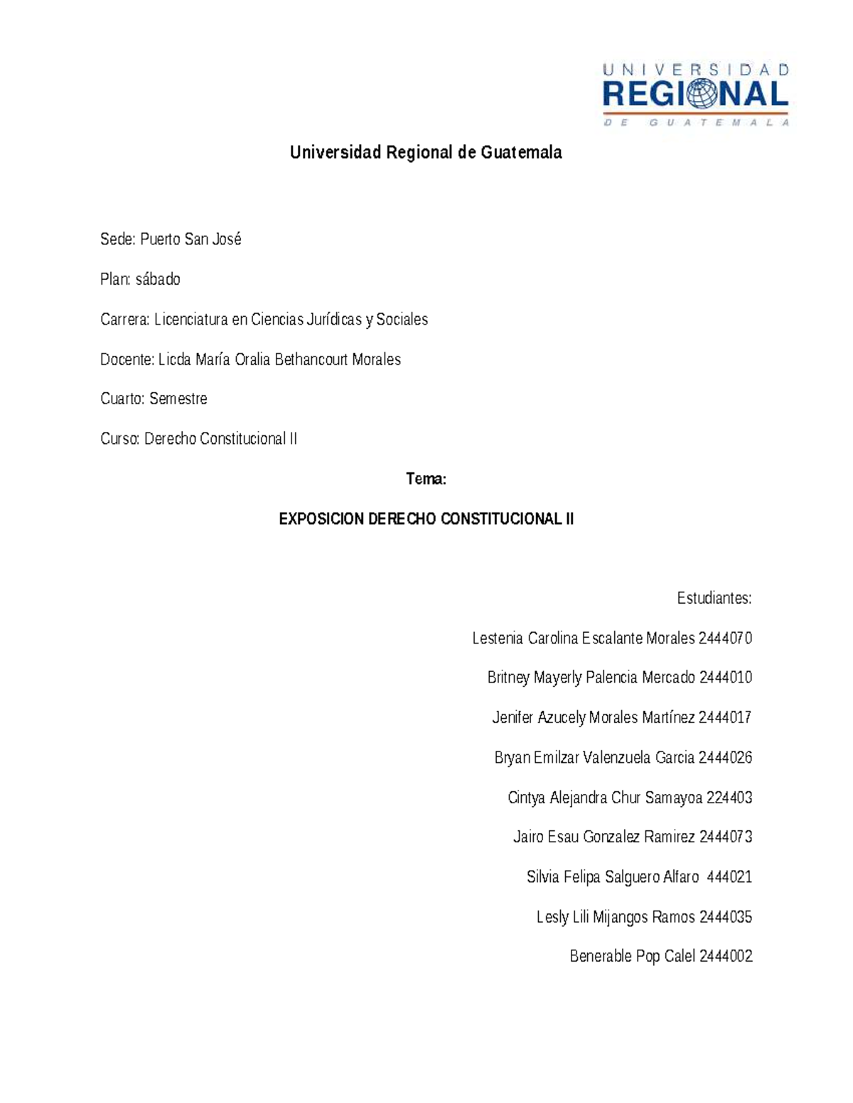 Derecho Constitucional II - Exposición y Análisis Normativo - Studocu