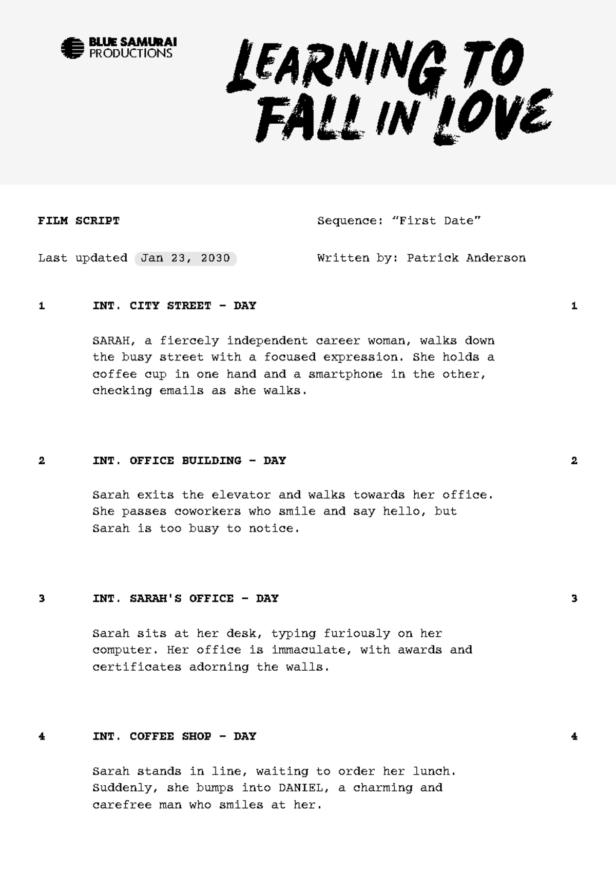 N N E A I R L G Film Script: 