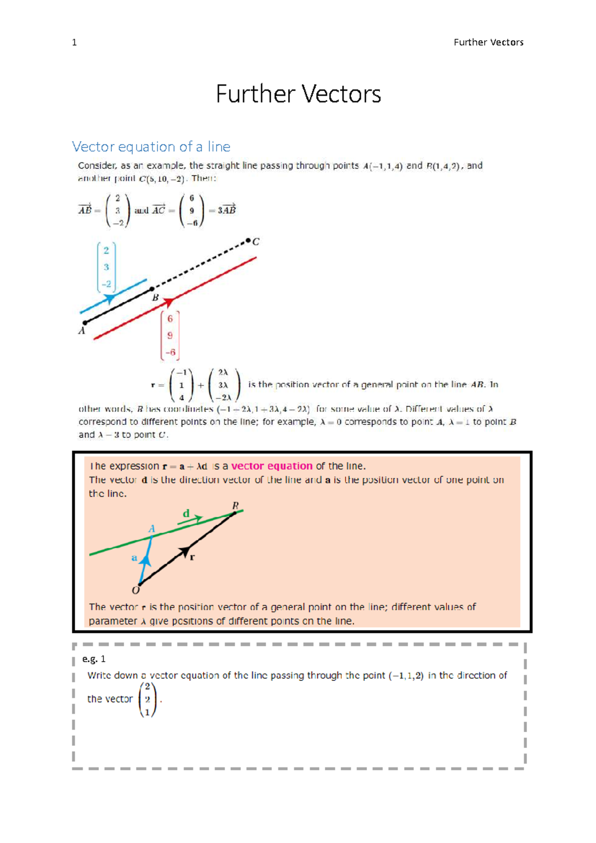 02. Further Vectors: Understanding Vector Equations and Products - Studocu