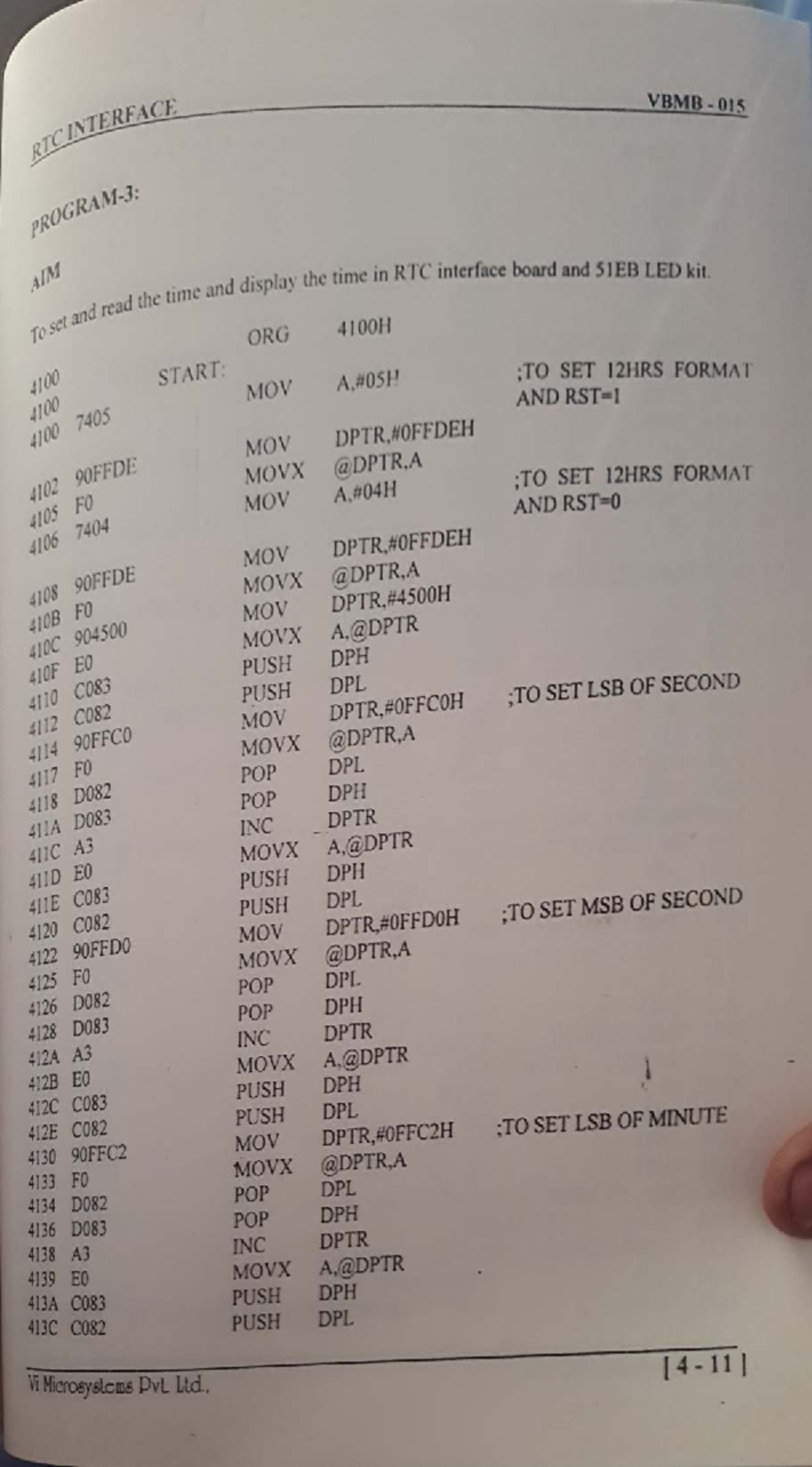 RTC Interface Programming for 8051: VBMB 015 Board Kit Guide - Studocu