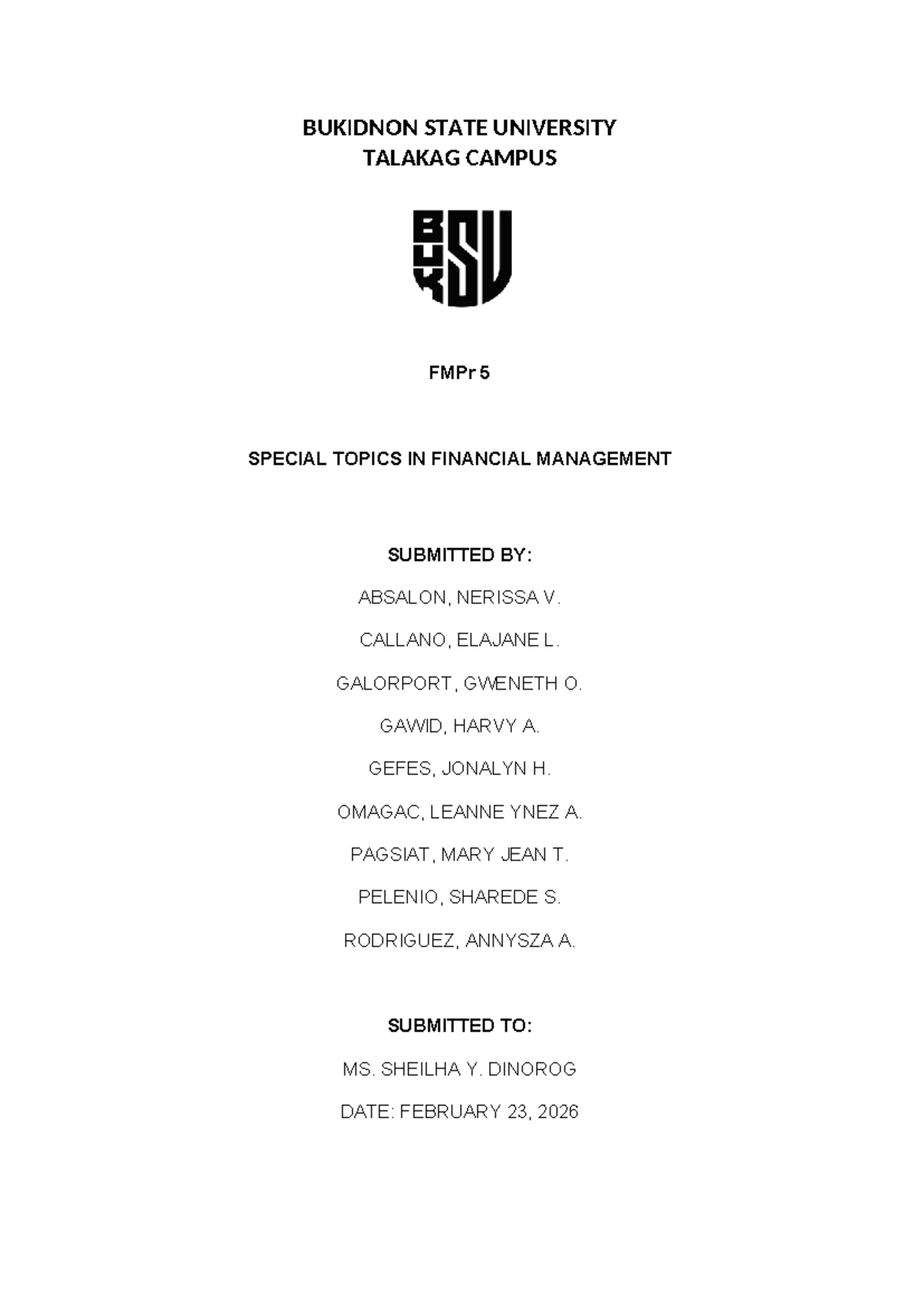 FMPr 5 Special Topics in Financial Management: Mergers Overview - Studocu
